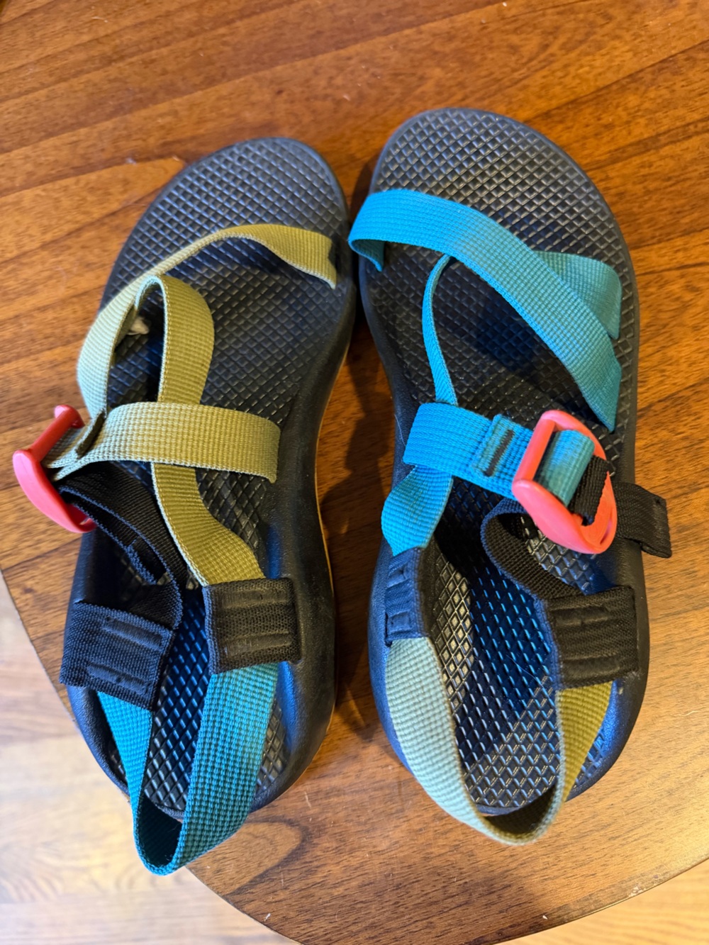 Chaco Sandals in Black, Teal, Olive & Coral Accent